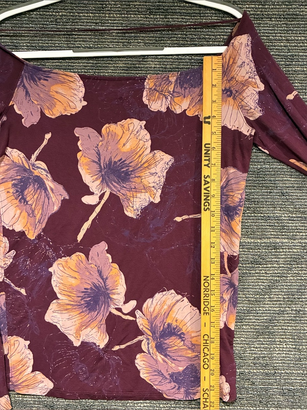 Free People Women's Floral Bell-Sleeve Top - Burgundy - Picture 11 of 11